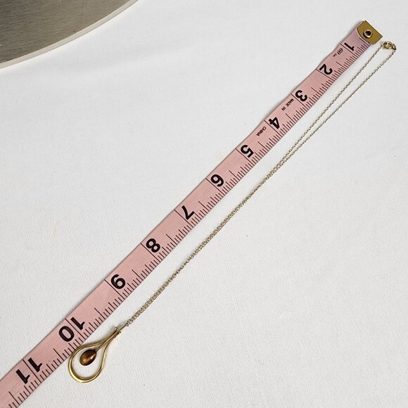 Vintage Avon 14K Gold Fill Tiger Eye Teardrop Necklace - Picture 9 of 9